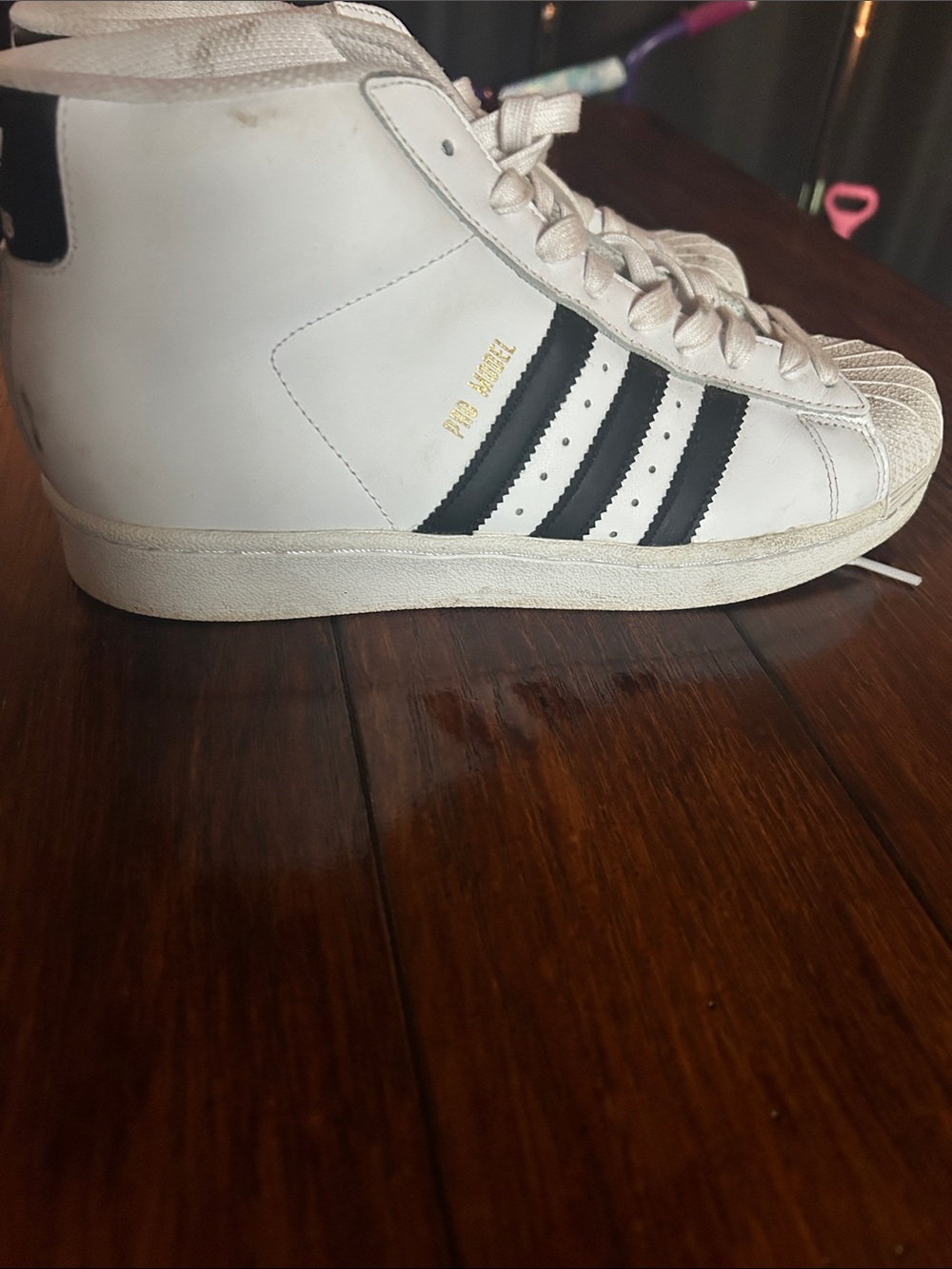 adidas White High-Top Sneakers with Black Stripes